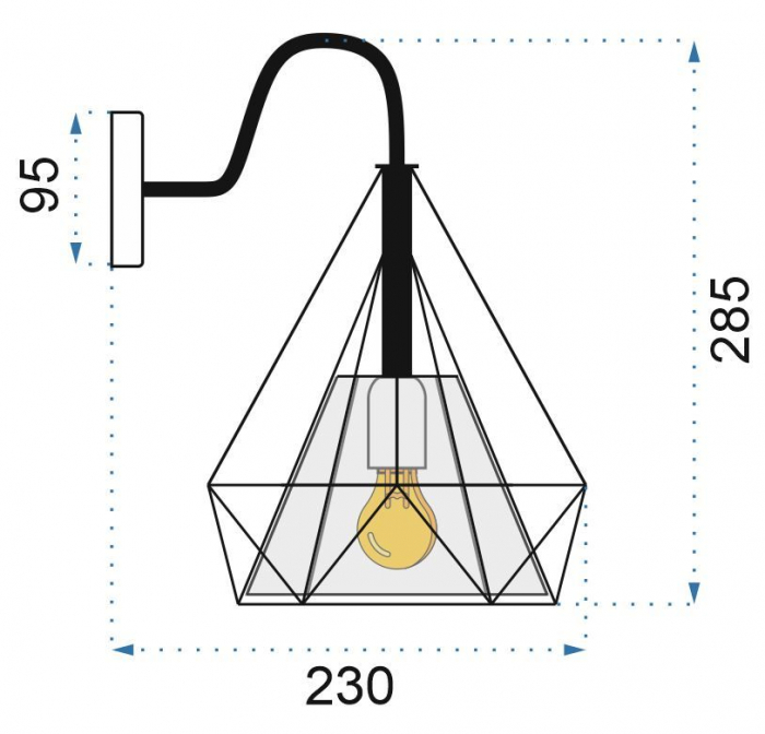 LAMPA de perete APLICA IN STIL LOFT E27 BELLO METAL [6]