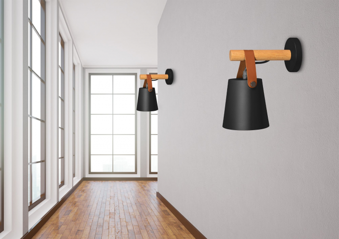 Lampă de perete din metal cu dungi negre APP466-1W Negru [3]