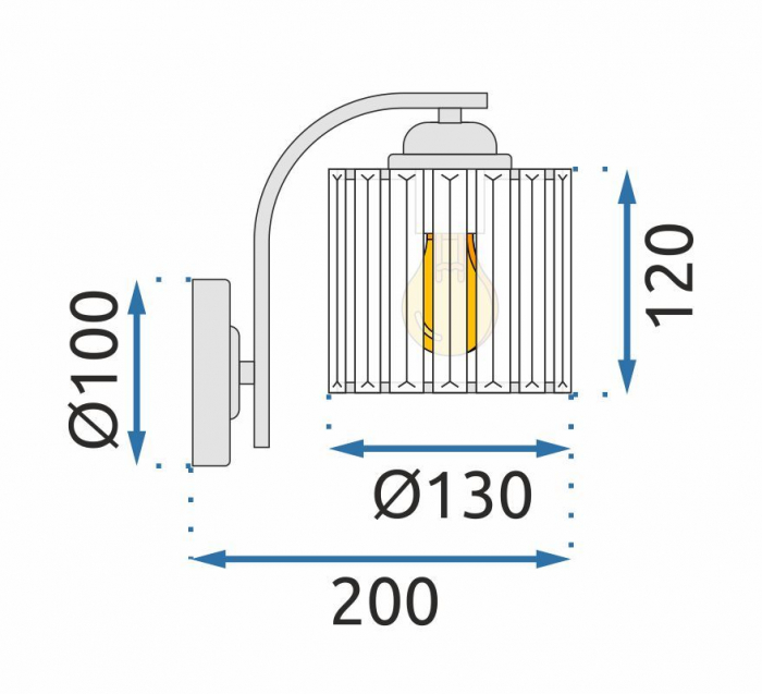 Lampă de perete metal cristal crom APP509-1W [6]