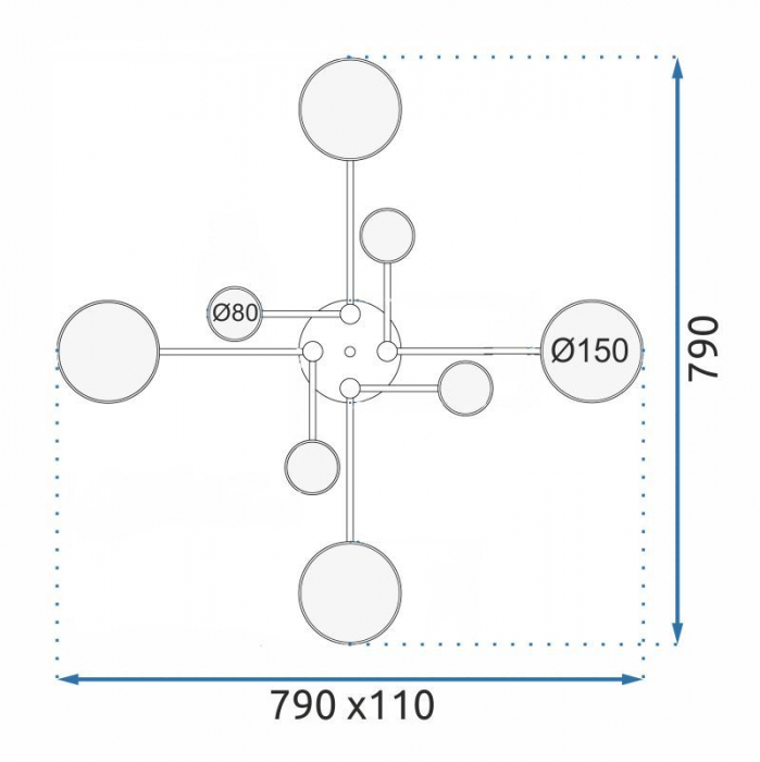 LAMPĂ DE PLAFON GRI APP528-8C [8]