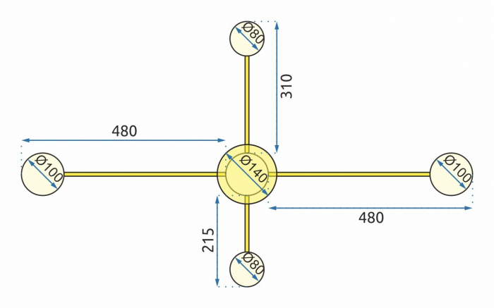 LAMPA DE PLAFON MODERNA GOLD 4-ARM LED APP520-4C [5]