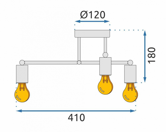 Lampa de tavan cvadruplă mată neagră 392200 [5]