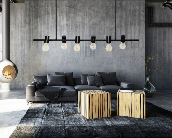 Lampă de tavan din metal, negru industrial APP480-6CP [3]