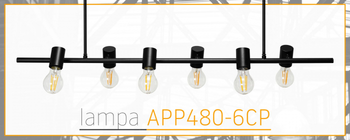 Lampă de tavan din metal, negru industrial APP480-6CP [5]