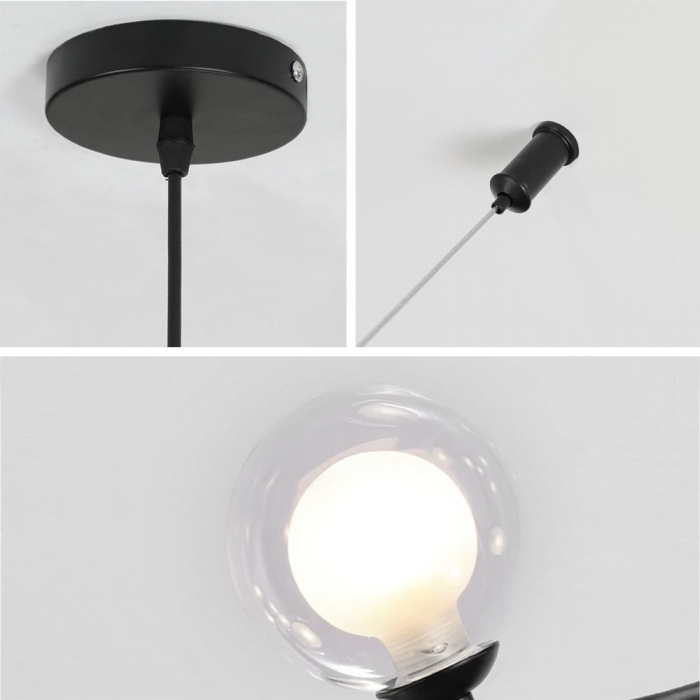 Lampă de tavan din sticlă industrială si metal, negru APP754-8CP [5]