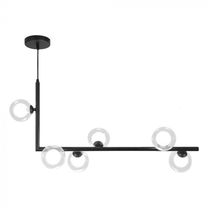 Lampă de tavan din sticlă industrială si metal, negru APP755-6CP [2]