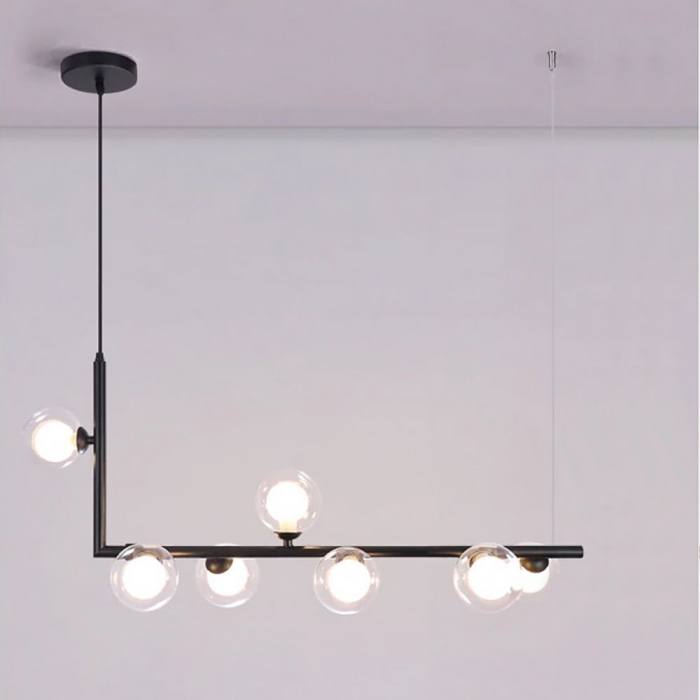 Lampă de tavan din sticlă industrială si metal, negru APP755-6CP [3]