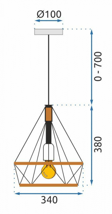 Lampă de tavan, geometrică, suspendată, stil mansardă, frânghie APP679-1CP [7]