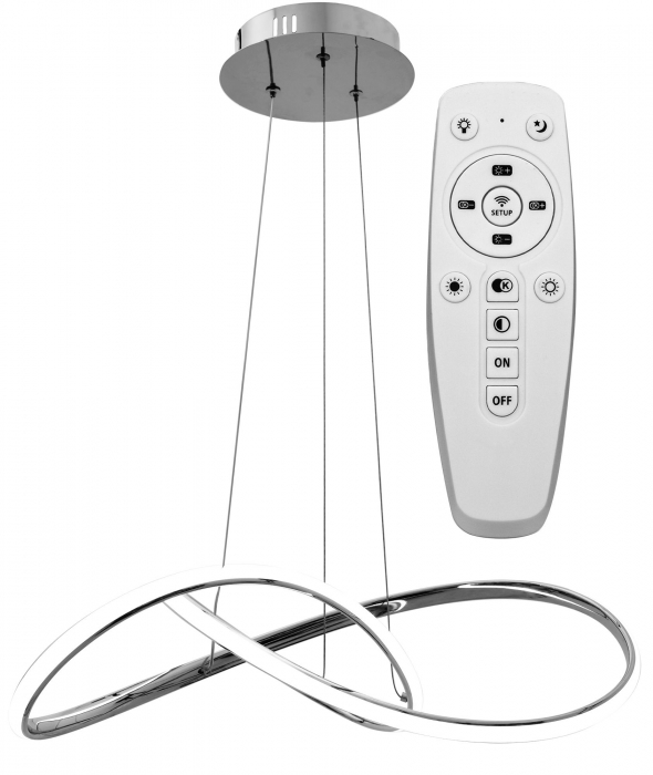 Lampă de tavan Inel suspendat LED moderna + telecomandă APP393-CP Chrome [1]