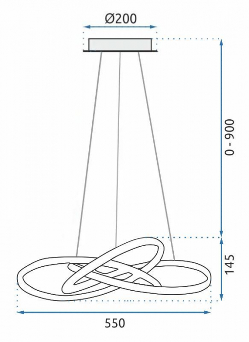 Lampă de tavan Inel suspendat LED moderna + telecomandă APP393-CP Chrome [6]
