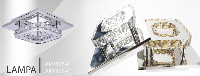 Lampă de tavan pătrată de cristal Plafond Glamour 8W APP405-C APP406-C [13]