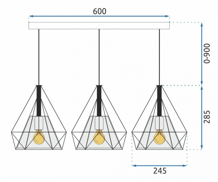 LAMPA DE TAVAN SUSPENDABILA IN STIL LOFT BELLO 3x E27 [9]