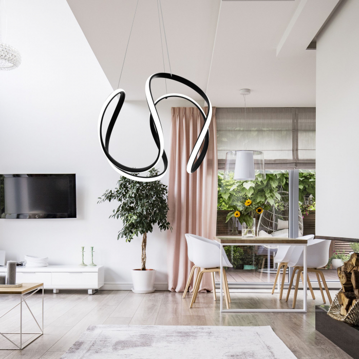 Lampa DE TAVAN SUSPENDABILA moderna LED + telecomanda neagra APP387-CP [5]