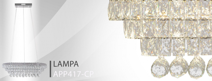 Lampă de tavan suspendată cristal LED 102W telecomandă APP417-CP [15]