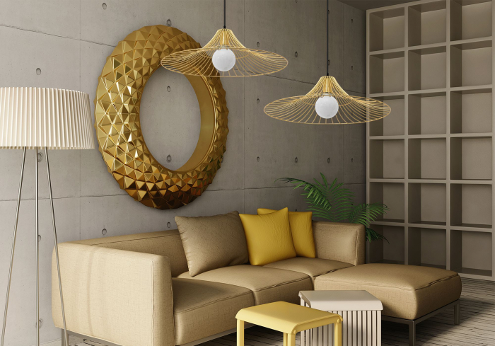 Lămpa de tavan suspendata plata rotunda Loft auriu APP499-1CP [5]