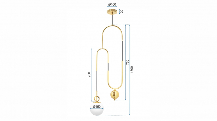 Lampă de tavan suspendată sticlă metal auriu alb APP482-1CP [7]
