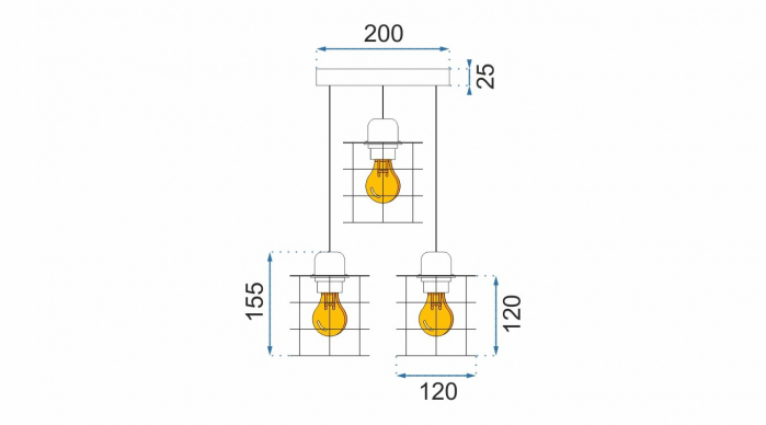 Lampă de tavan suspendată Triple Metal Loft Negru 392204 [6]