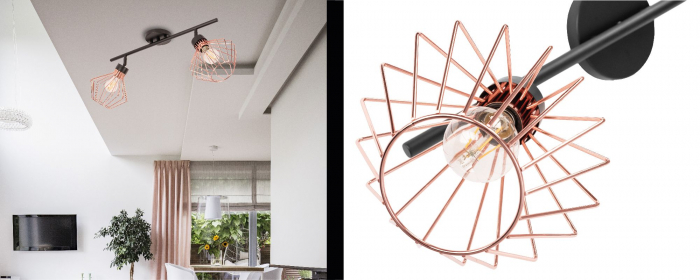 Lampă dublă metalică plafon trandafir negru APP535-2C [7]