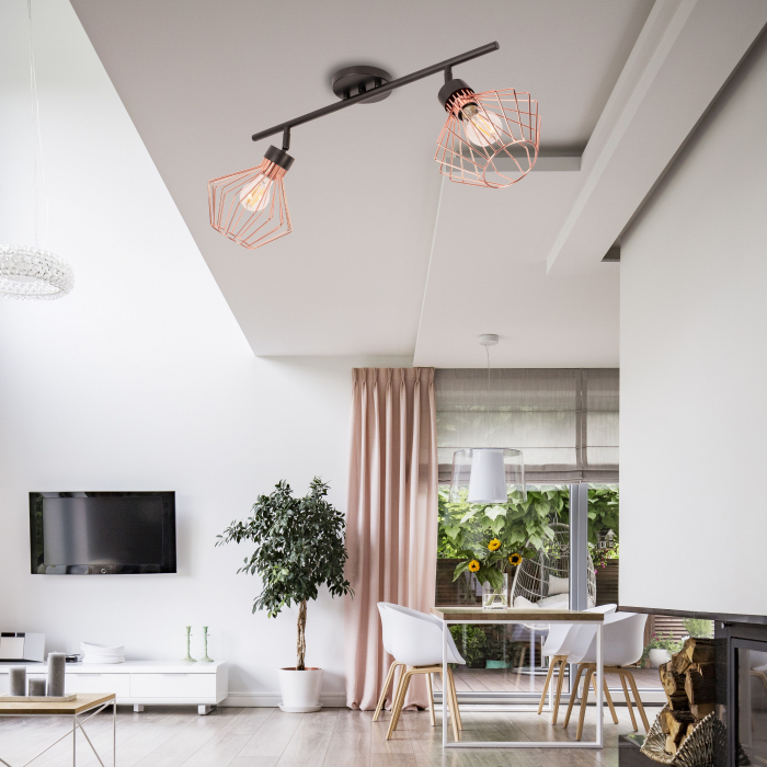 Lampă dublă metalică plafon trandafir negru APP535-2C [5]