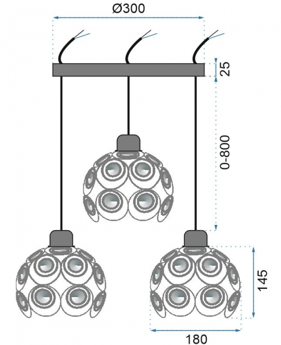 LAMPA ELEGANTA  DE TAVAN APP211-3CPR Cristal Auriu [3]