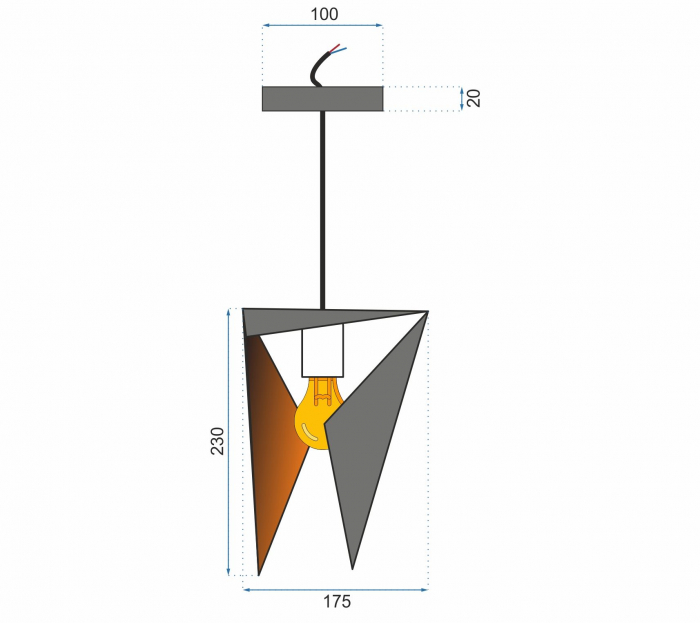 LAMPĂ GEOMETRICĂ DE PLAFON TRIANGULARĂ NEAGRA APP253-1CP [6]