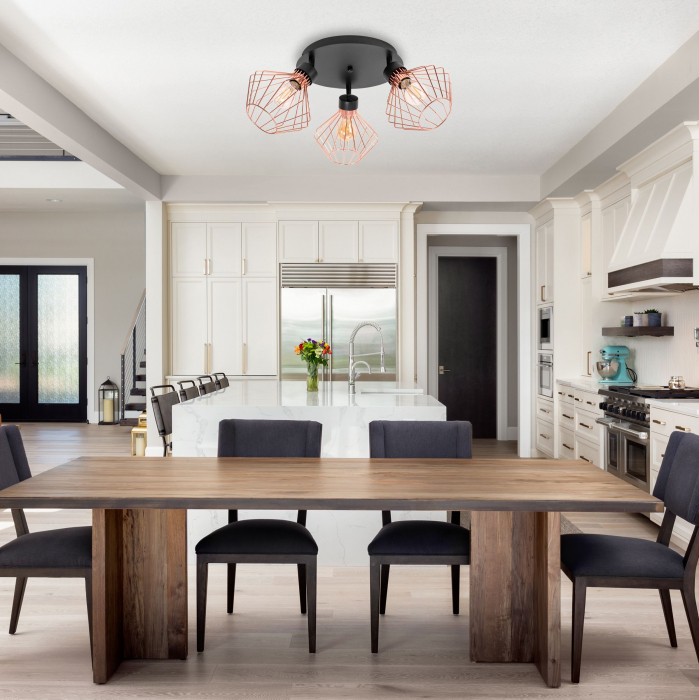 Lampă metalică loft plafon trandafir negru APP536-3C [5]