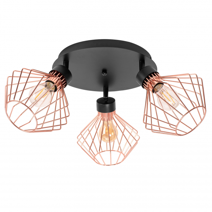 Lampă metalică loft plafon trandafir negru APP536-3C [3]