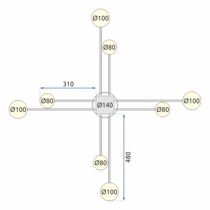 LAMPĂ MODERNĂ DE PLAFON NEGRA 8-BRAT LED APP523-8C [7]