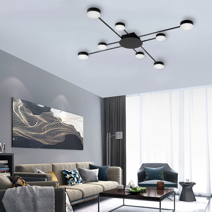 LAMPĂ MODERNĂ DE PLAFON NEGRA 8-BRAT LED APP523-8C [4]