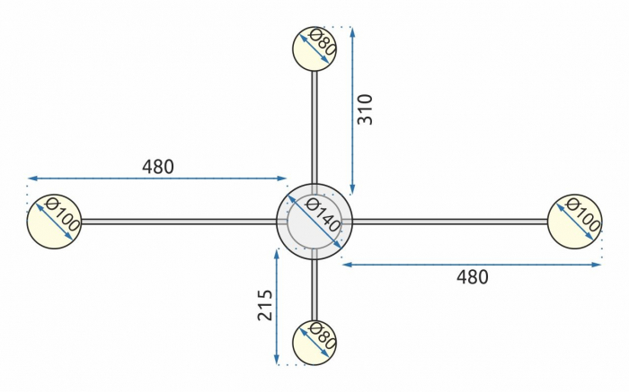 LAMPĂ MODERNĂ DE PLAFON NEGRA LED cu 4 brațe APP519-4C [5]