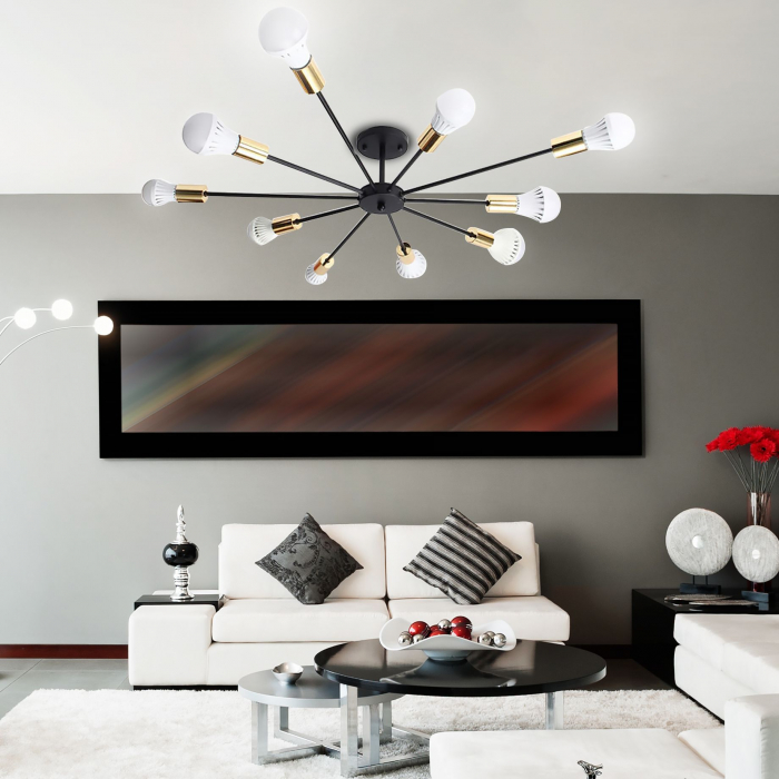 Lampă păianjen 10 Negru Auriu APP503-10C [2]