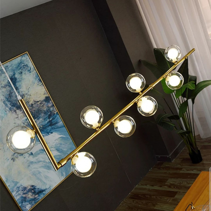 Lampă suspendată Bile de sticlă aurie 8 buc APP615-8CP [3]