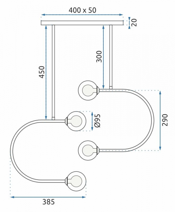 Lampă suspendată Bile de sticlă aurie APP639-4CP [7]