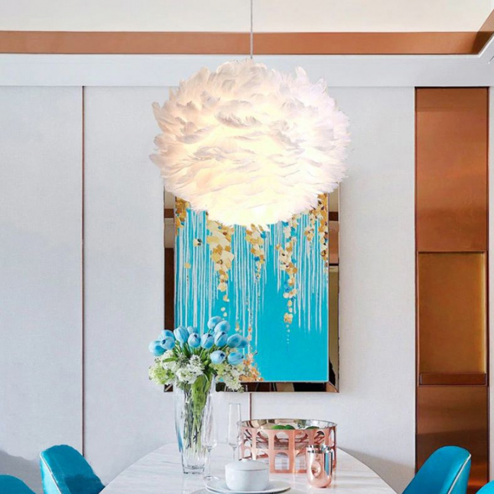 Lampă suspendată cu pene gri APP334-3CP [5]