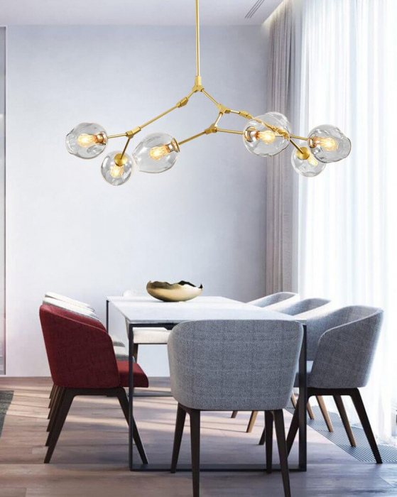Lampă suspendată de sticlă aurie 7 brațe APP507-7C [3]