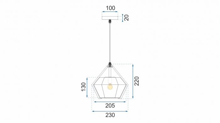 Lampă suspendată de tavan albastra Diamant APP452-1CP [6]