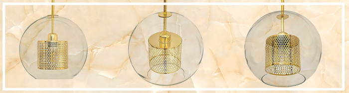 Lampă suspendată din sticlă galbena aurie APP556-1CP 30cm [6]