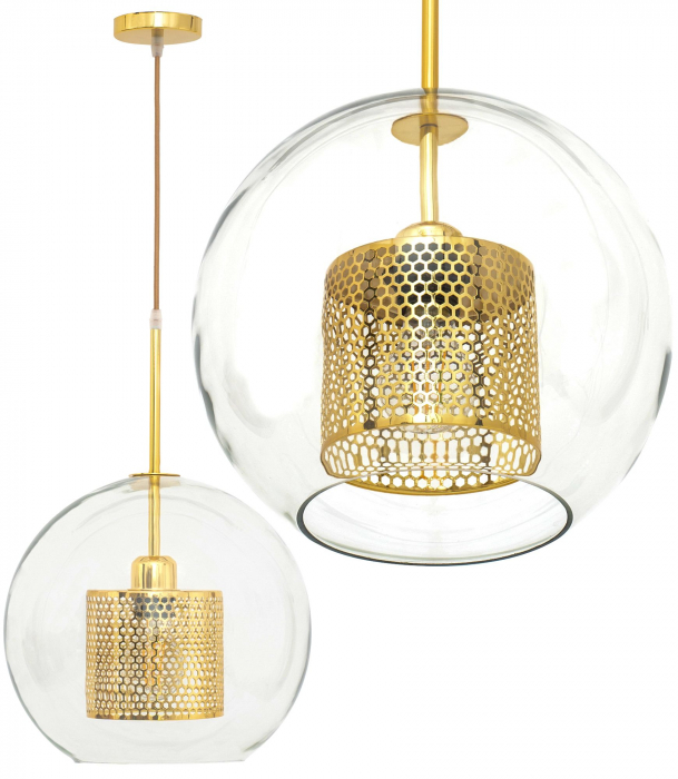Lampă suspendată din sticlă galbena aurie APP556-1CP 30cm [1]