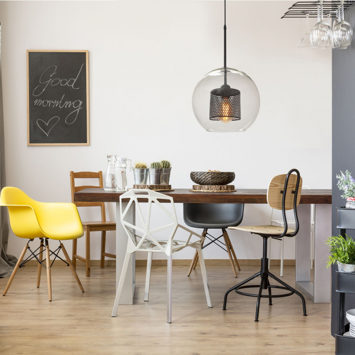 Lampă suspendată din sticlă loft neagra APP558-1CP 25cm [4]