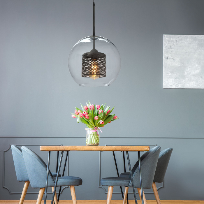 Lampă suspendată din sticlă loft neagra APP558-1CP 25cm [5]