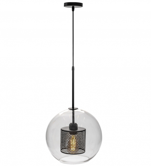 Lampă suspendată din sticlă loft neagra APP558-1CP 25cm [2]