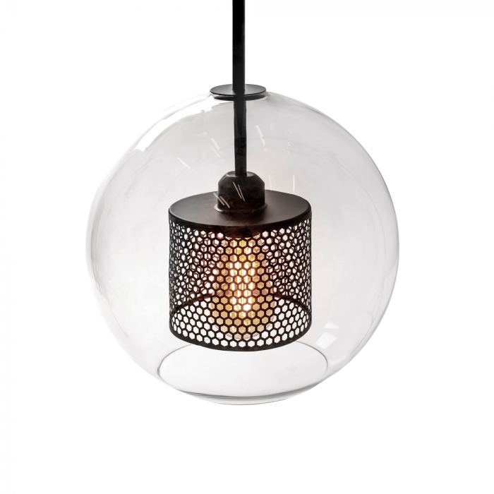 Lampă suspendată din sticlă loft negru APP559-1CP 30cm [3]