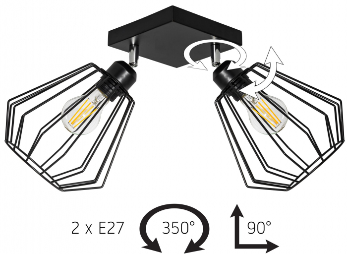 Lampă suspendată dublă din metal Plafond negru 392194 [3]