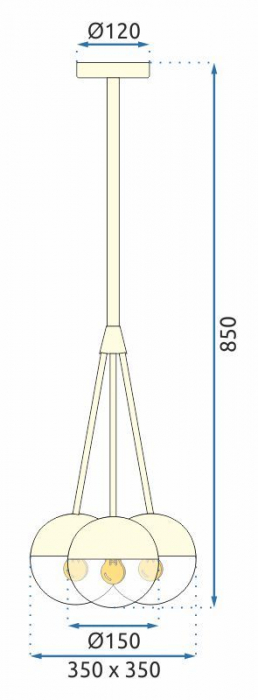 Lampă suspendată Sticlă aurie APP688-3CP [6]