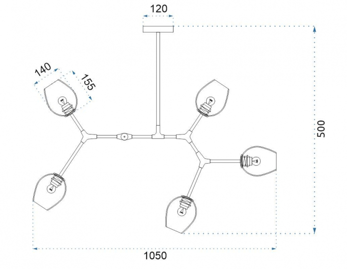 Lampă suspendată sticlă neagră 5 brațe APP504-5C [7]