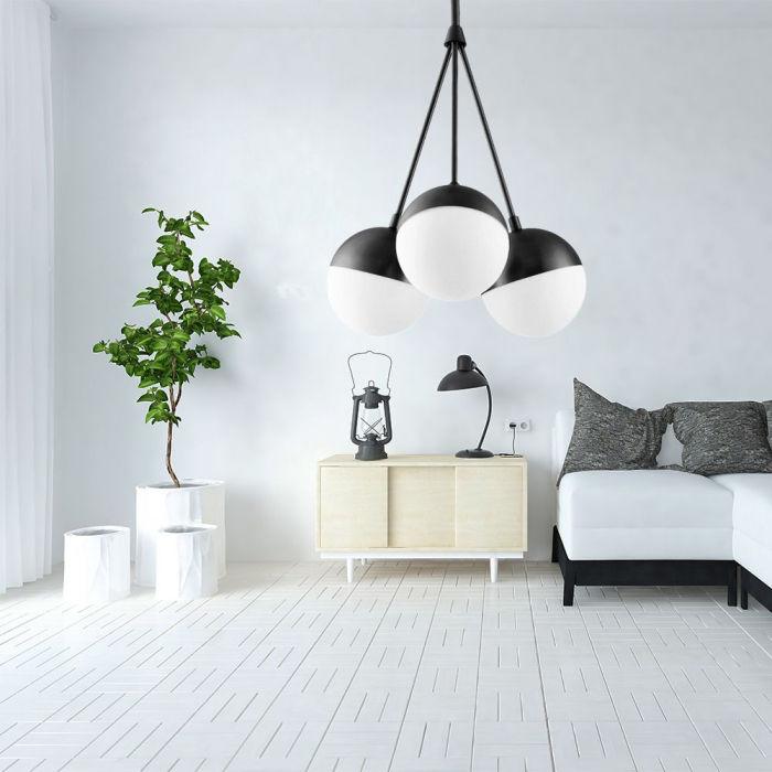 Lampă suspendată Sticlă neagră APP687-3CP [4]