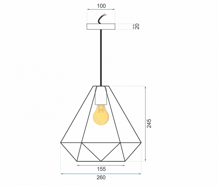 LAMPA TRIANGULARĂ GEOMETRICĂ NEAGRA APP252-1CP [6]