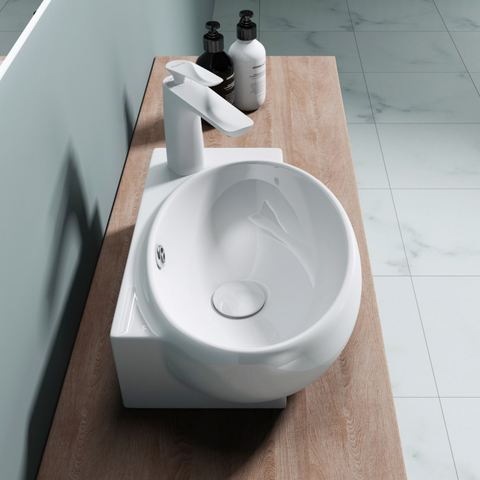 Lavoar Astra 001, alb lucios, 42 cm, montaj pe blat sau suspendat, stanga sau dreapta, ceramica [5]