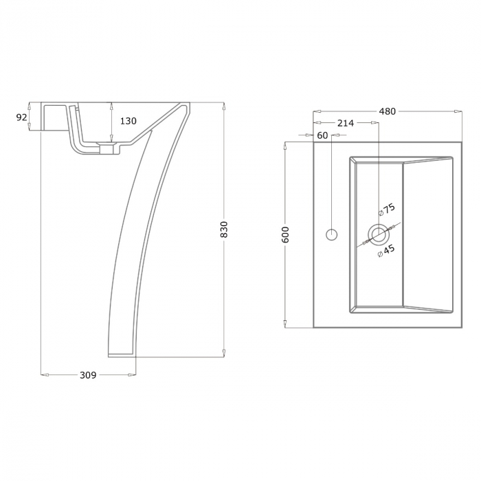 Lavoar Astra 07, alb lucios, montaj freestanding , compozit [8]
