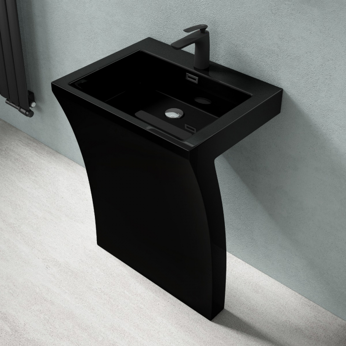 Lavoar Astra 07, negru lucios, montaj freestanding , compozit [3]